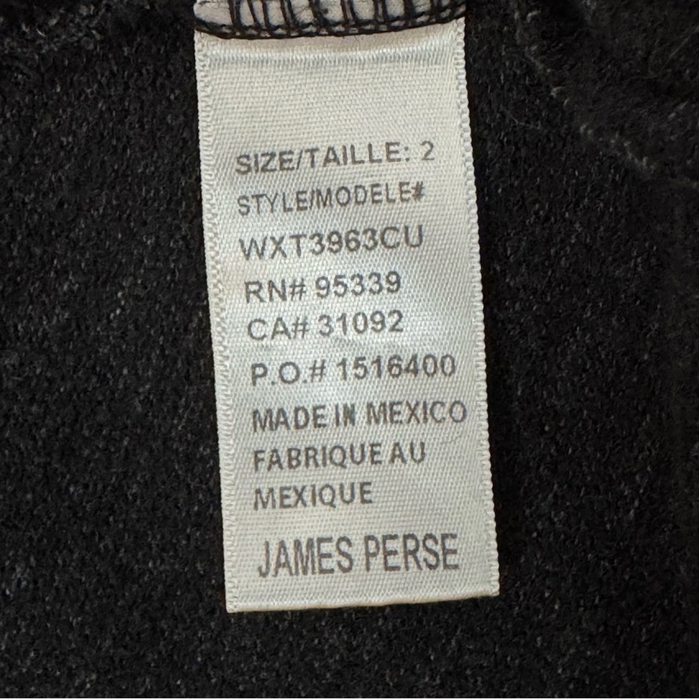 JAMES PERSE Long Sleeve V-Neck Top Black Knit Size 2/Medium - Picture 7 of 12